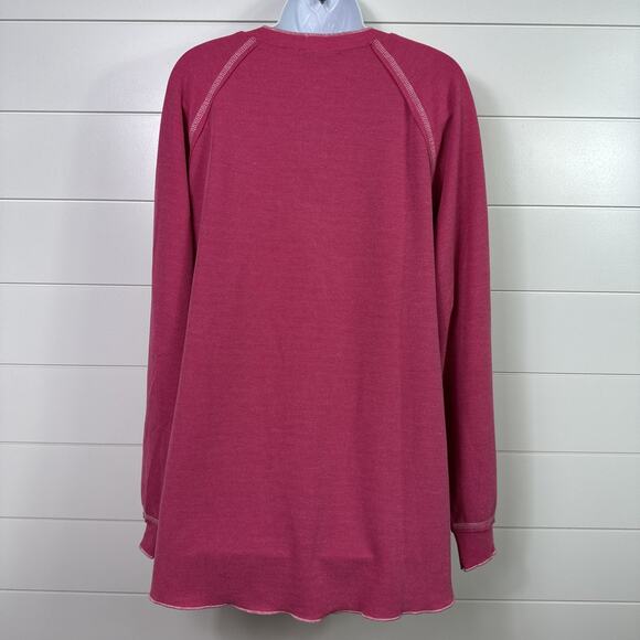 Sunshine & Rodeos Accent Buttons Lightweight Knit Sweater Vivid Pink sz XL - Picture 6 of 8